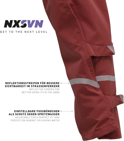 RUBBERNECK NXSVN Regenhose Unisex wasserdicht atmungsaktiv bequem rot Größe M