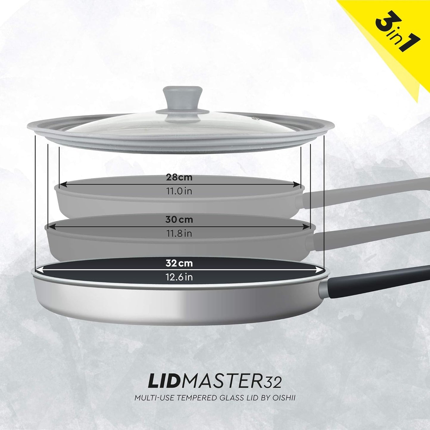 oishii Lidmaster 28/30/32 Universal Glasdeckel Topfdeckel Pfannendeckel Deckel
