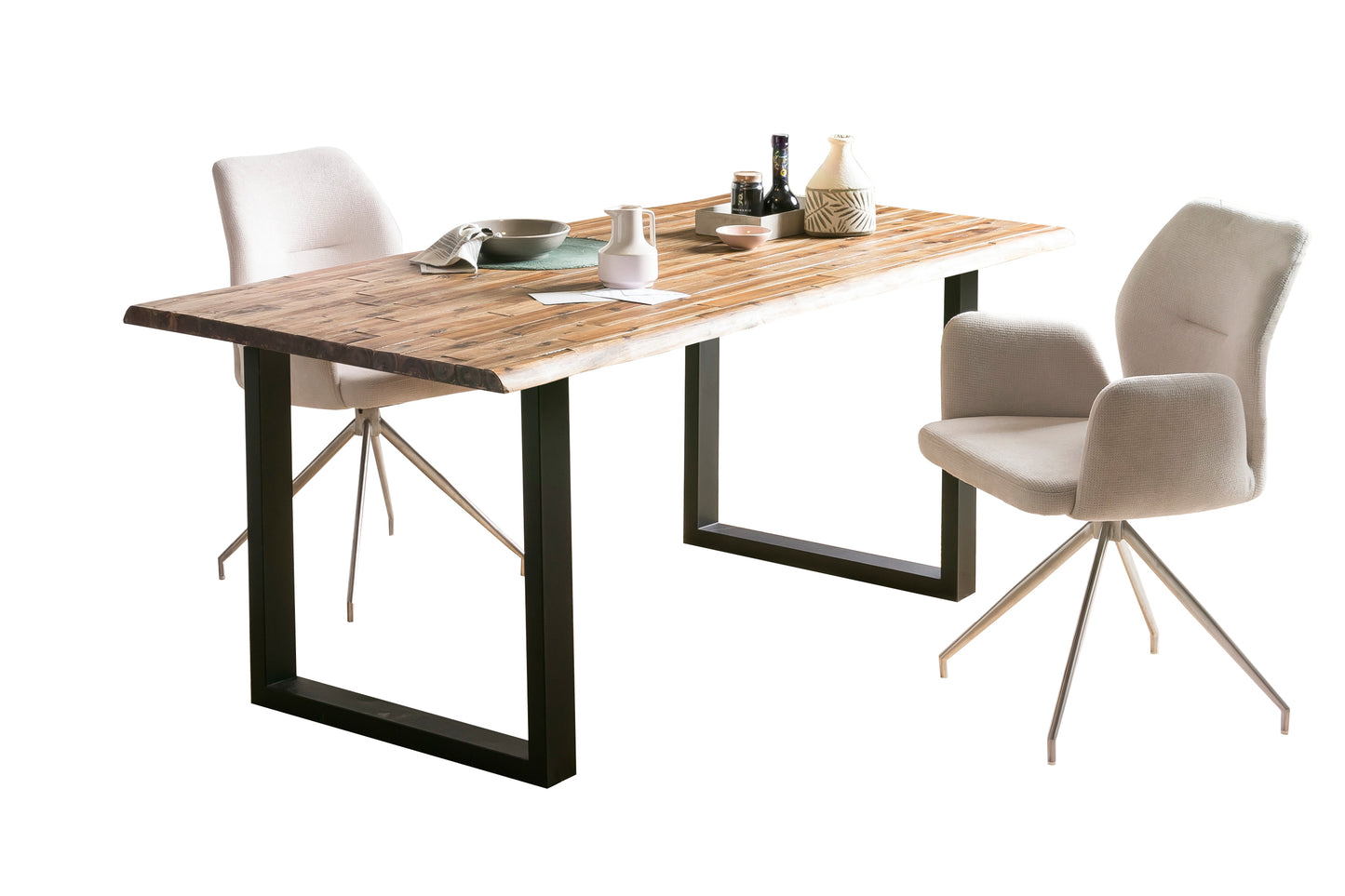 Essgruppe 5 tlg. 160x90 cm Sitzgruppe Massivholz Essstuhl Esstisch Tisch Stuhl