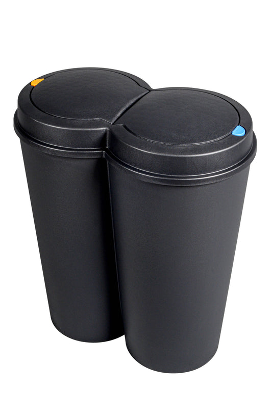 Duo Bin Abfalleimer 50l 2x 25l Müllbehälter Müll Abfall Eimer Trennung anthrazit