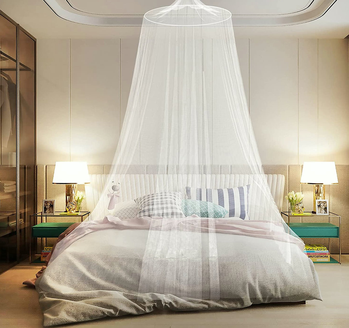 Betthimmel Baldachin Kinderzimmer Mücken Fliegen Moskito Insekten Schutz weiß