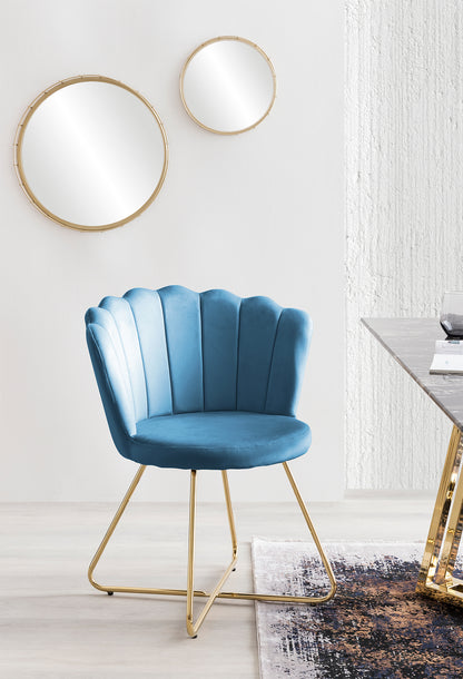 Muschelstuhl Samt 2er Set Blau Polsterstuhl Esszimmerstuhl Küche Stuhl Stühle