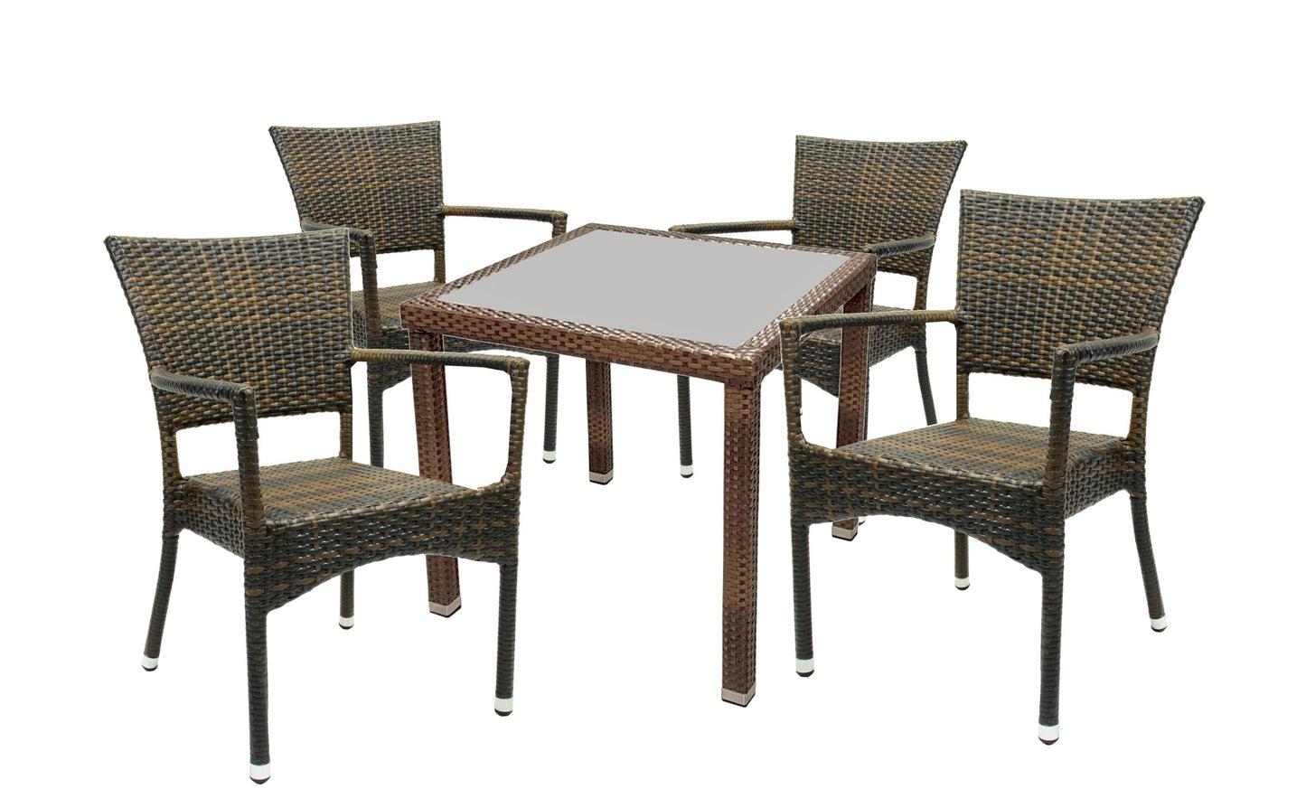 KONWAY® 5tlg. Premium Polyrattan Sitzgruppe braun Essgruppe Garten Möbel Set