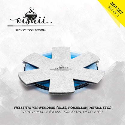 Oishii GuardMaster 38 3er Set Pfannenschutz hellgrau Schutz für Pfannen Töpfe