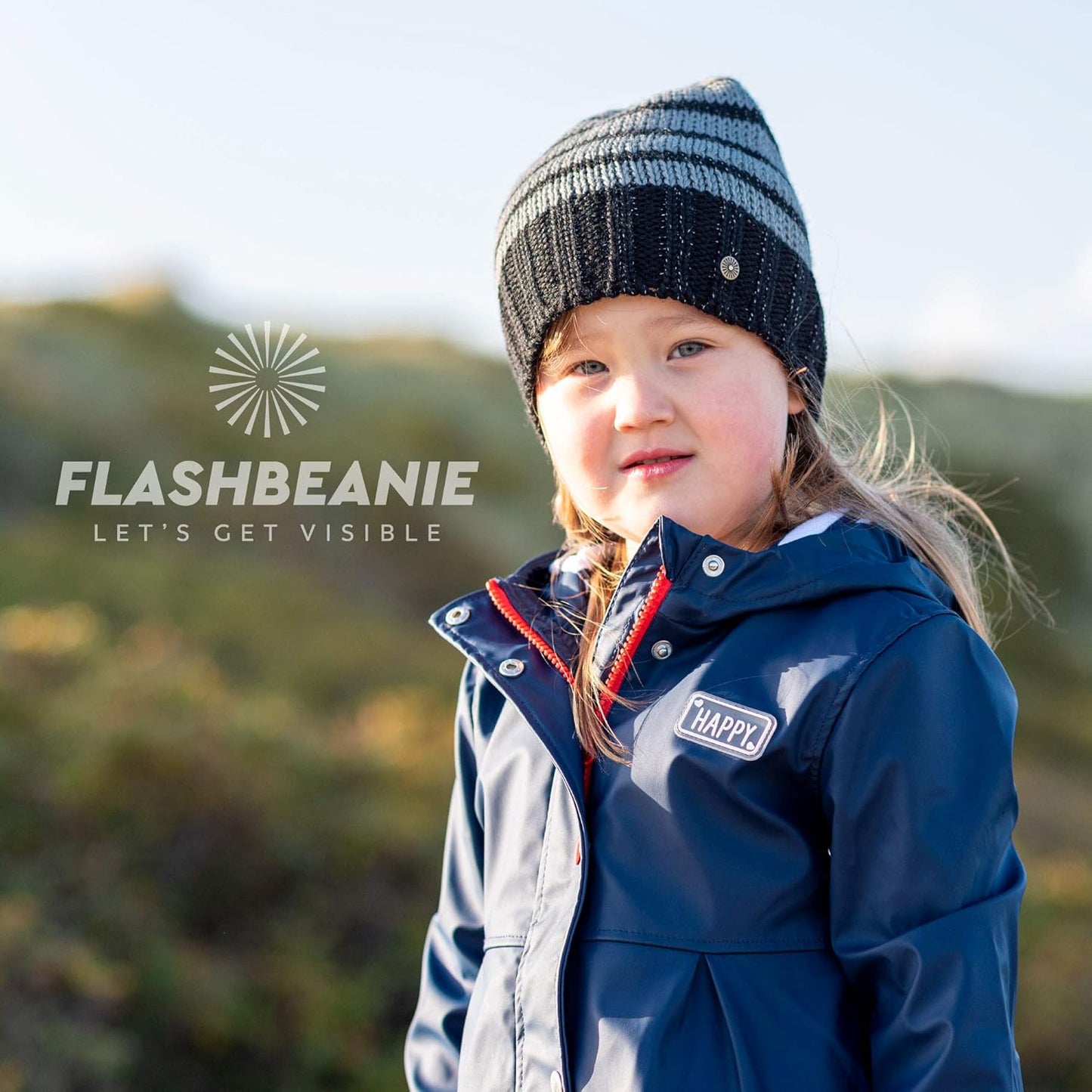 Rubberneck Flash Beanie Kinder Mütze grau Mütze Reflektoren gefüttert Fleece