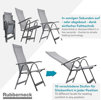 RUBBERNECK Alu Gartenstuhl Binz Stuhl Gartensessel Hochlehner Klappstuhl
