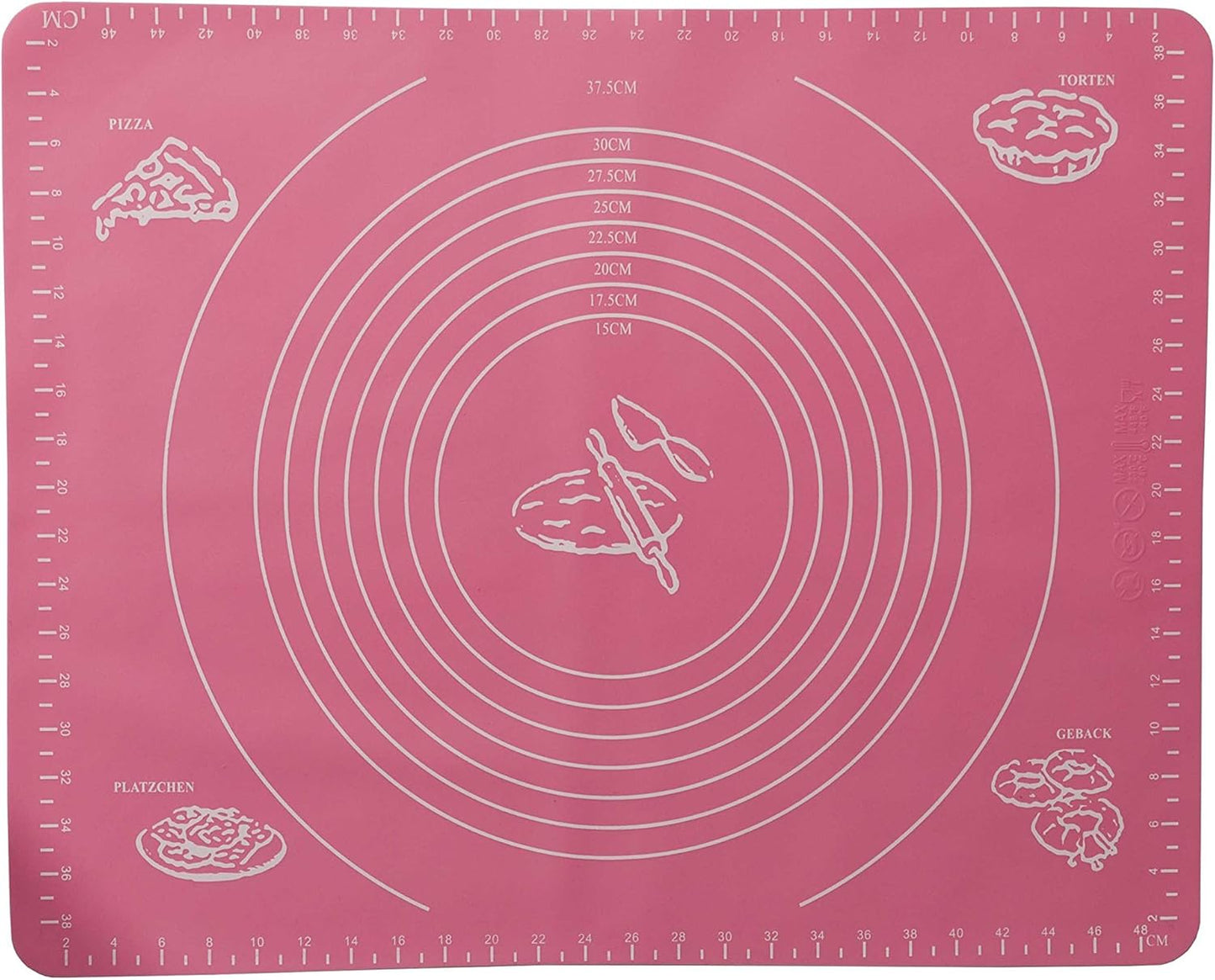 Oxid7 Silikonbackmatte 50x40cm pink Backmatte Matte Backen für Backofen