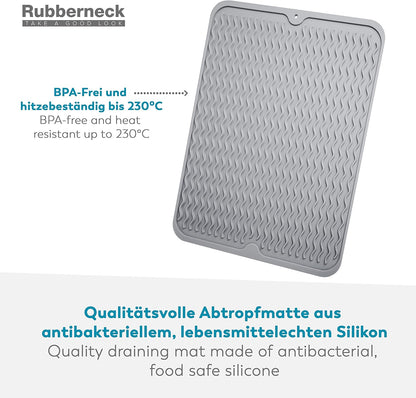 RUBBERNECK Hitzebeständige Abtropfmatte aus Silikon - Größe: M, Farbe: hellgrau