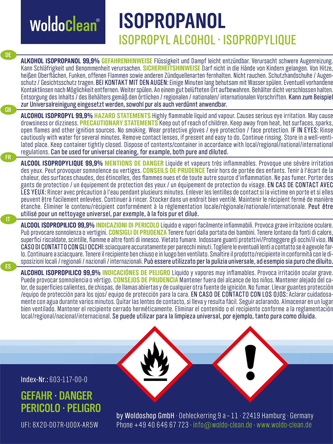 Isopropanol 99,9% Reinigungsalkohol 500ml Entfetter Alkohol Reiniger IPA