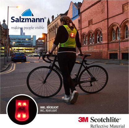 Salzmann Neon Laufweste mit LED Licht Scotchlite Reflektoren Weste Joggen Laufen