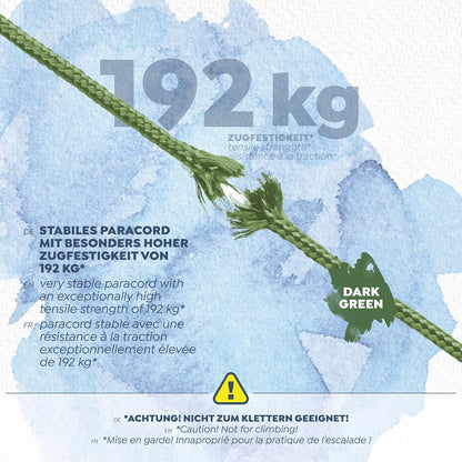 CAMPAIR Paracord Seil 100m reißfest dunkelgrün Fallschirmschnur Camping Leine