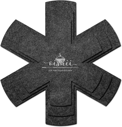 Oishii GuardMaster Mix 5er Set Pfannenschutz dunkelgrau Schutz für Pfannen Töpfe