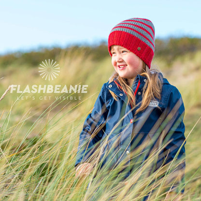 Rubberneck Flash Beanie Kinder Mütze rot Mütze Reflektoren gefüttert Fleece
