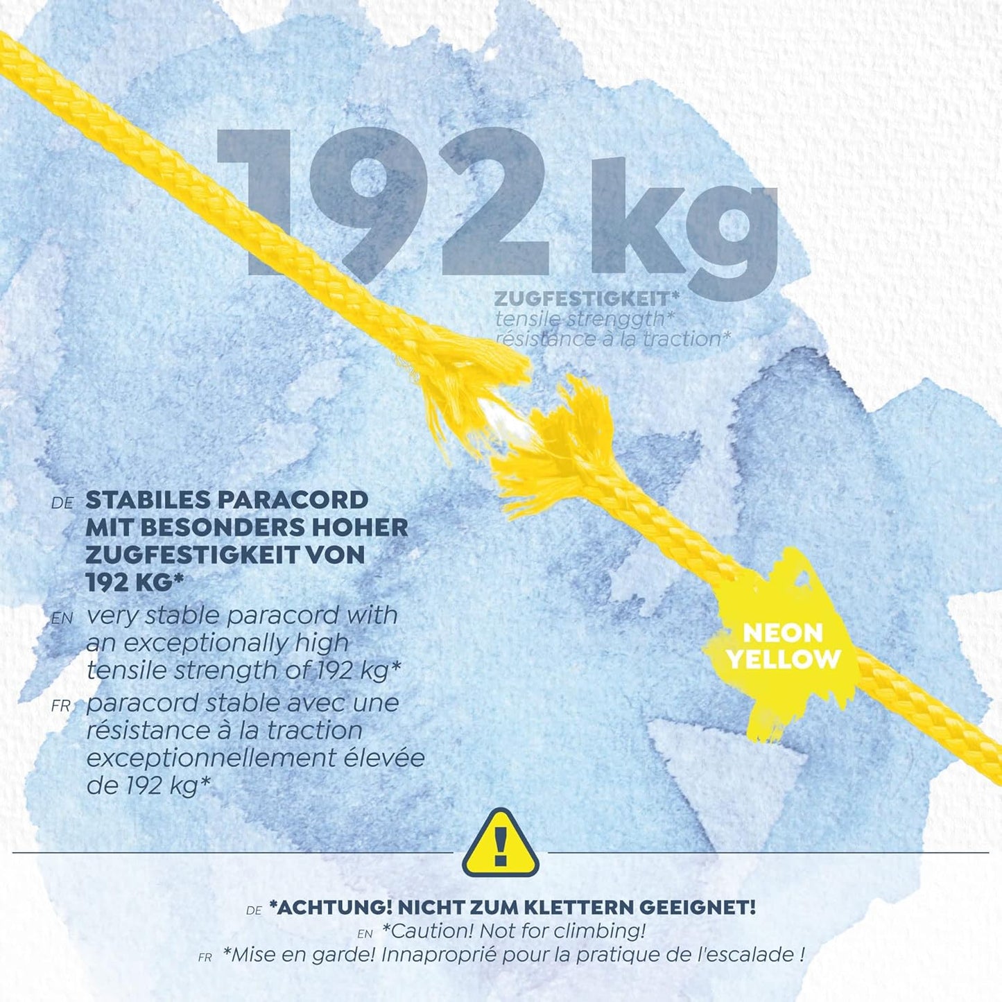 CAMPAIR Paracord Seil 100m reißfest neongelb Fallschirmschnur Camping Leine