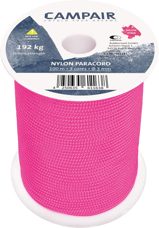 CAMPair Paracord Seil 100m reißfest neon pink Leine Fallschirmschnur Camping