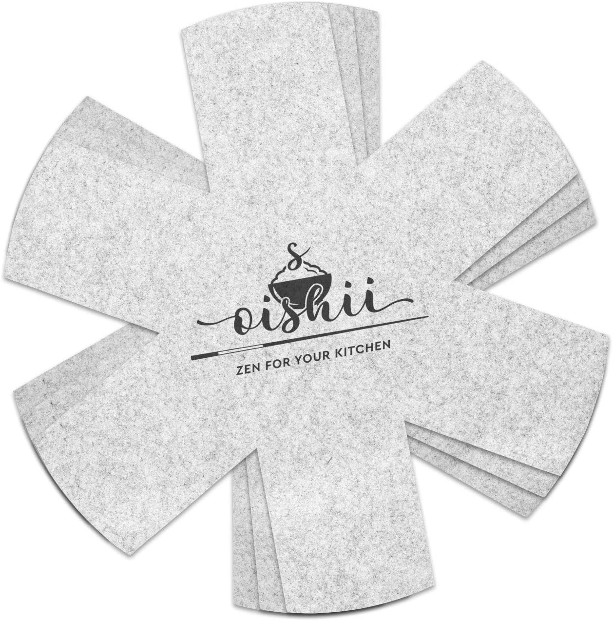 oishii GuardMaster 32 3er Set Pfannenschutz rutschfest hitzebeständig hellgrau