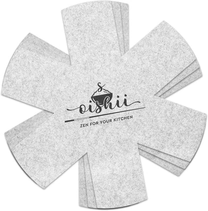 oishii GuardMaster 32 3er Set Pfannenschutz rutschfest hitzebeständig hellgrau