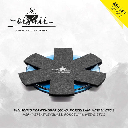 Oishii GuardMaster 3er Set Pfannenschutz dunkelgrau Schutz für Pfannen und Töpfe