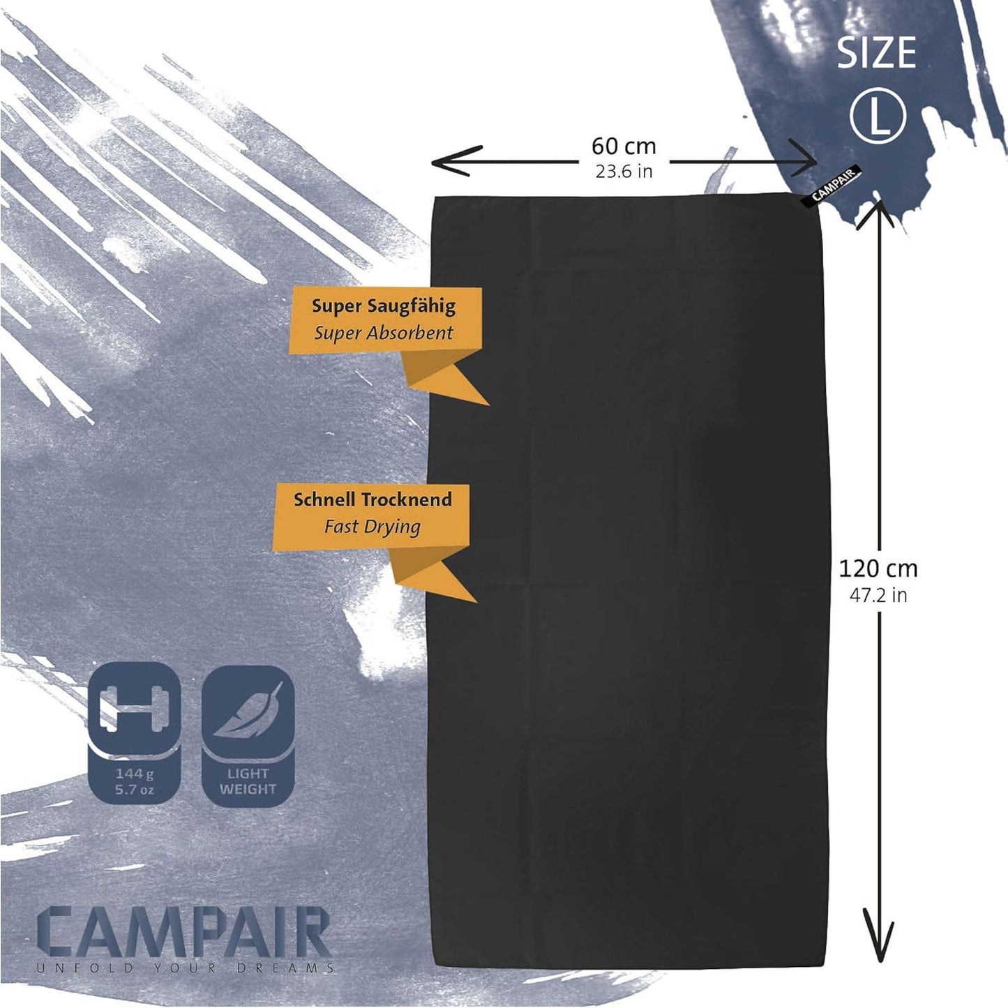 CampAir Mikrofaser Handtuch L Set 2 Stück Outdoor Sport Reisehandtuch 60x120cm