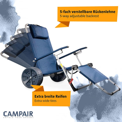 CAMPAIR 2in1 Handwagen Strandliege Bollerwagen Transport Wagen Stuhl Strand