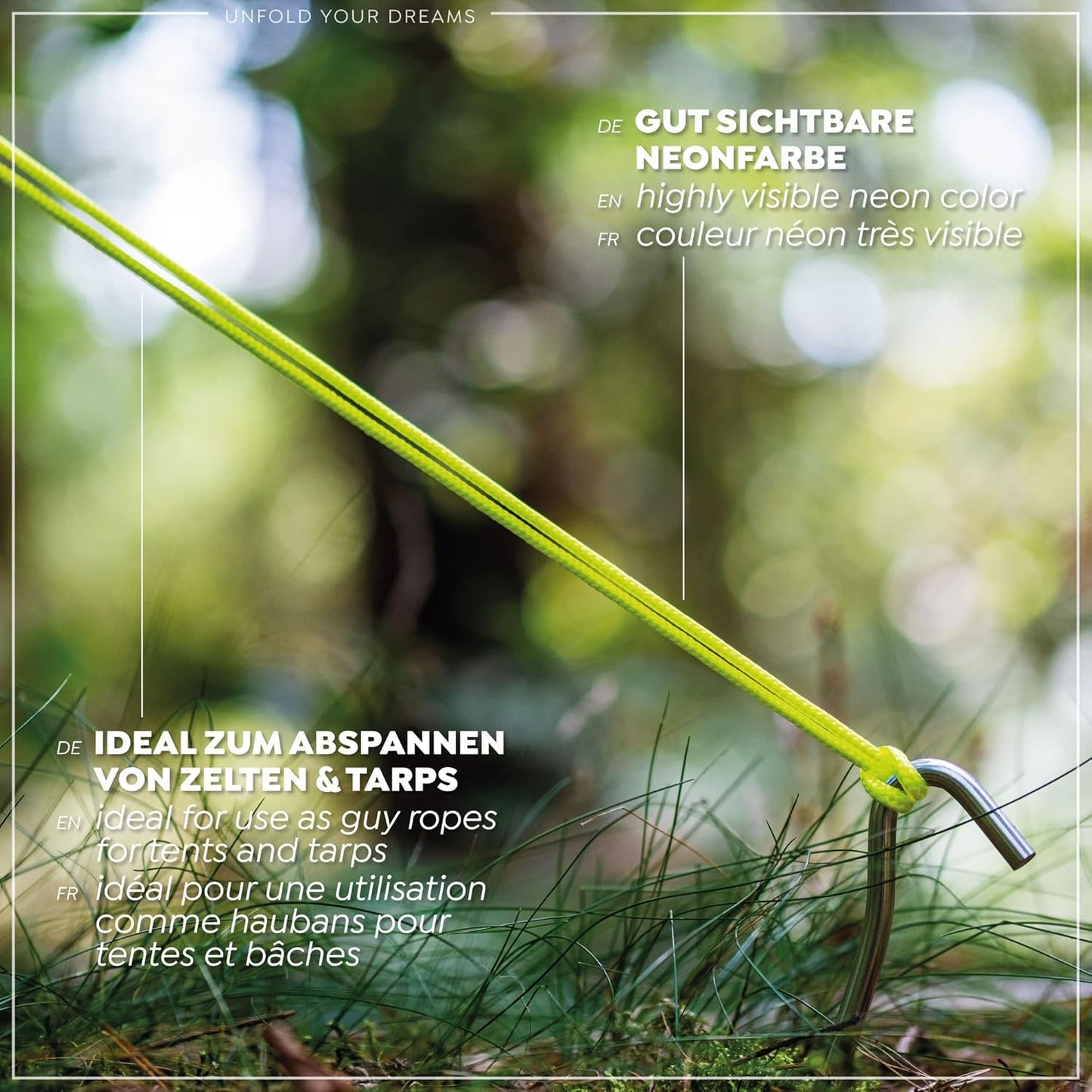 CAMPAIR Paracord Seil 100m reißfest neongelb Fallschirmschnur Camping Leine