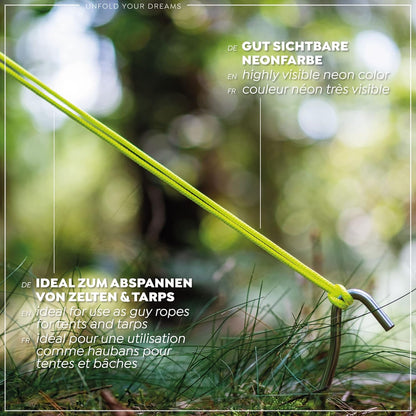 CAMPAIR Paracord Seil 100m reißfest neongelb Fallschirmschnur Camping Leine