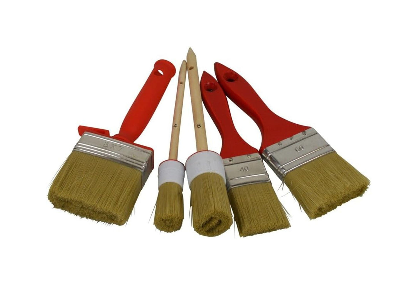 5-tlg. Pinsel Set Lasurpinsel Flachpinsel Rund Lasur Farbe Lack Flächenstreicher