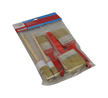 5-tlg. Pinsel Set Lasurpinsel Flachpinsel Rund Lasur Farbe Lack Flächenstreicher