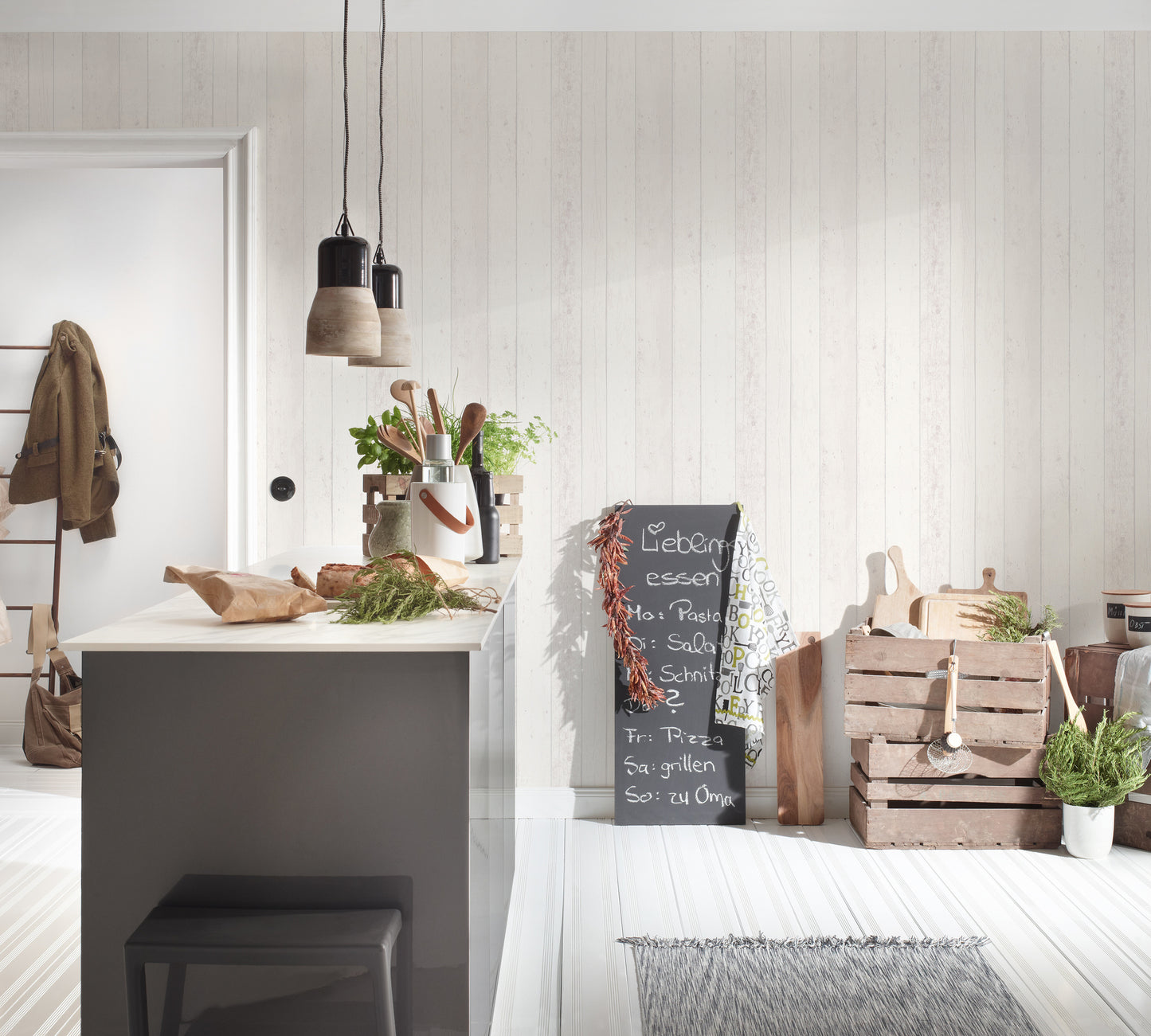 A.S. Création Holz Optik Vinyl Tapete Best of Wood`n Stone Weiß Wandtapete