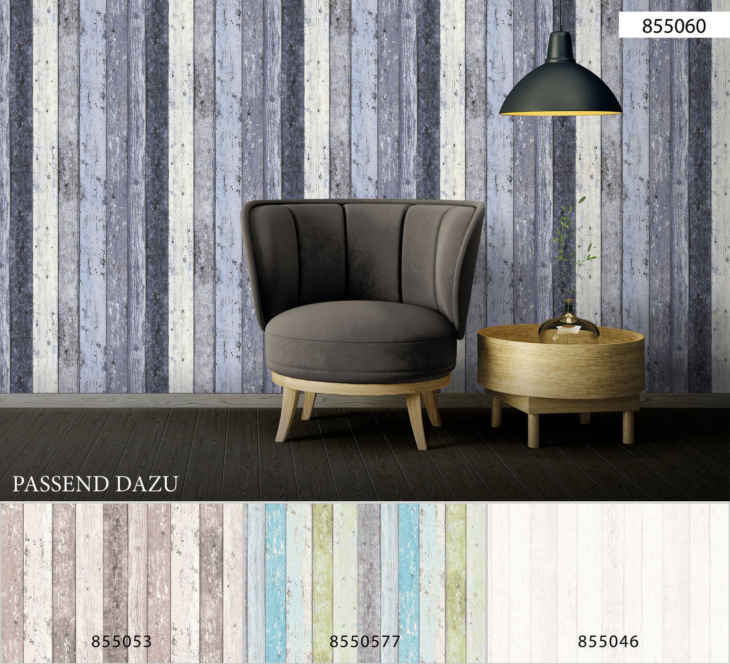 A.S. Création Holz Optik Vinyl Tapete Best of Wood`n Stone Blau Wandtapete