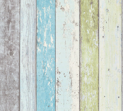A.S. Création Holz Optik Vinyl Wand Tapete Best of Wood`n Stone Blau Streifen