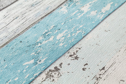 A.S. Création Holz Optik Vinyl Wand Tapete Best of Wood`n Stone Blau Streifen