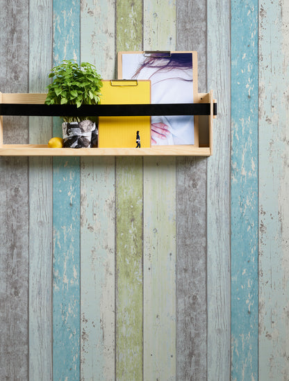 A.S. Création Holz Optik Vinyl Wand Tapete Best of Wood`n Stone Blau Streifen