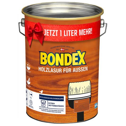 Bondex Holzlasur Außen Teak 5l Lasur Holzanstrich Schutz Holzschutz Schutzlasur