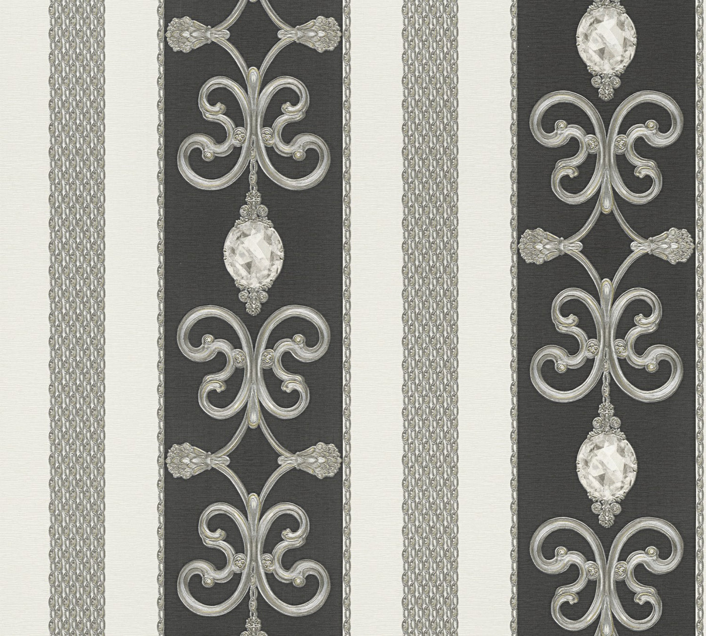 Barocktapete Silber Papiertapete 891334 Wandtapete Streifentapete A.S. Création Tapete