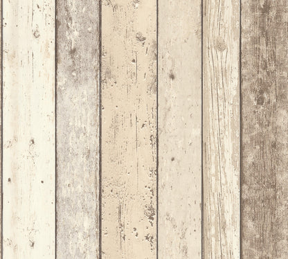A.S. Création Holz Optik Vinyl Tapete Best of Wood`n Stone Beige Wandtapete
