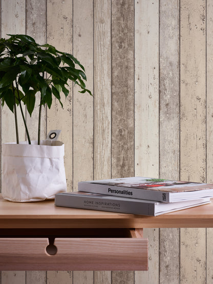A.S. Création Holz Optik Vinyl Tapete Best of Wood`n Stone Beige Wandtapete