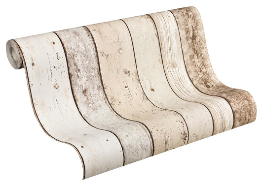 A.S. Création Holz Optik Vinyl Tapete Best of Wood`n Stone Beige Wandtapete