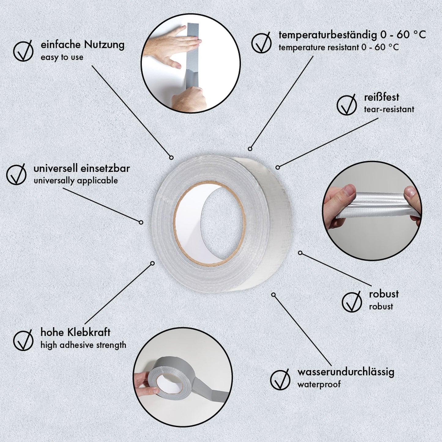 Panzerband 48 mm x 50 m Gewebeband Reparaturband Klebeband Panzertape