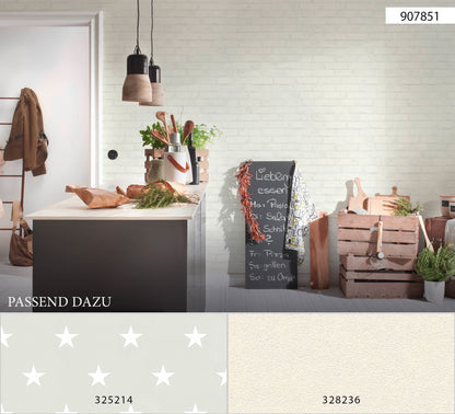 A.S. Création Stein  Vinyl Tapete Best of Wood`n Stone Weiß Wandtapete Design