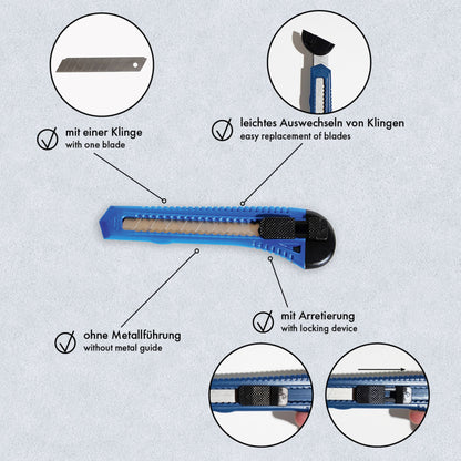 Cuttermesser Abbrechmesser mit 18 mm Klingen Teppich Messer Paketmesser