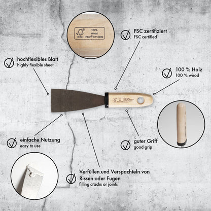 Malerspachtel 40 mm Spachtel Gipsspachtel Holzgriff Stahlblatt