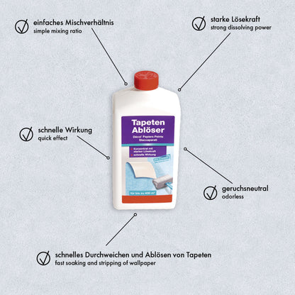 Tapetenablöser 1 Liter Tapetenentferner Rauhfaserablöser Tapeten Löser Tapete