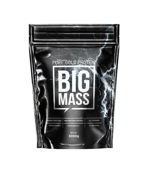 Pure Gold Big Mass Protein Kreatin Pulver 3kg Vanille Shake Muskelaufbau Fitness