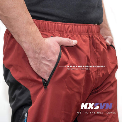 RUBBERNECK NXSVN Regenhose Unisex wasserdicht atmungsaktiv bequem rot Größe M