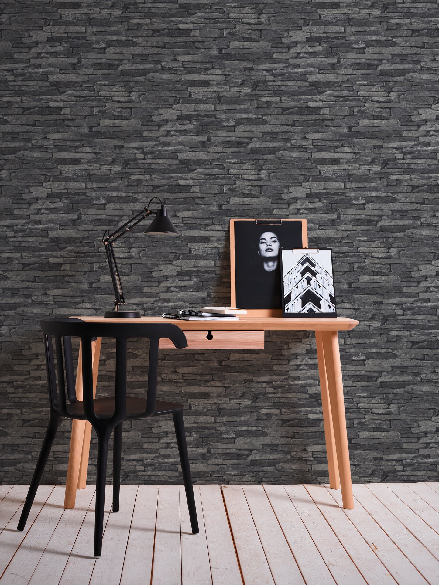 A.S. Création Stein Vinyl Tapete Best of Wood`n Stone Grau Mauer Wandtapete