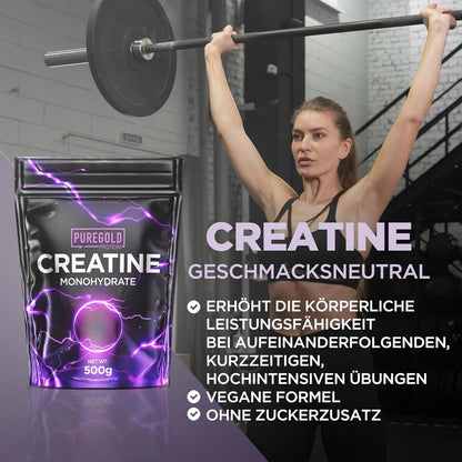 Pure Gold Kreatin Monohydrat Protein Pulver 500g Geschmacksneutral Muskelaufbau