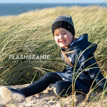Rubberneck Flash Beanie Kinder Mütze grau Mütze Reflektoren gefüttert Fleece