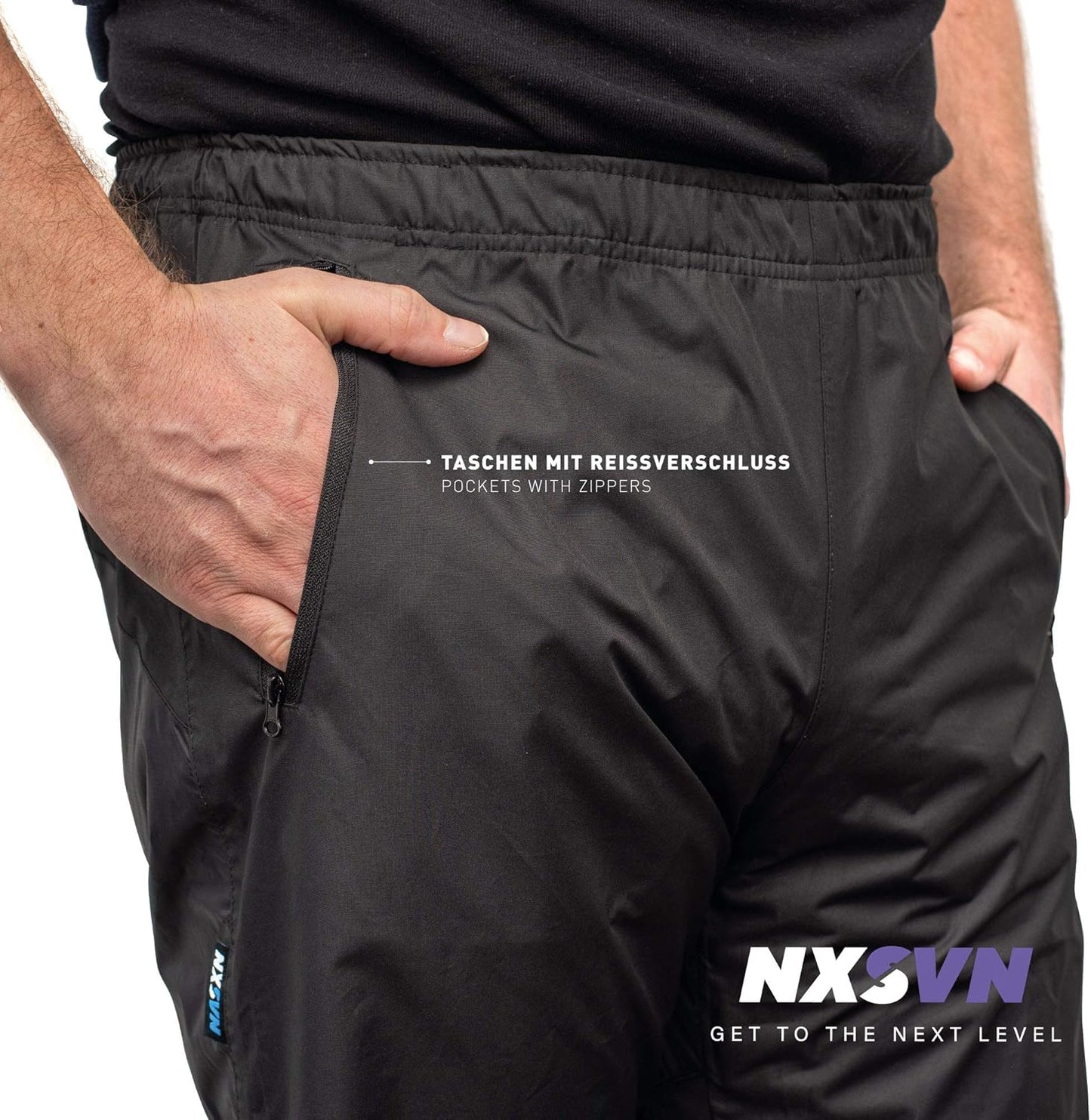 RUBBERNECK NXSVN Regenhose Unisex schwarz Gr. S Hose Damen Herren Regen