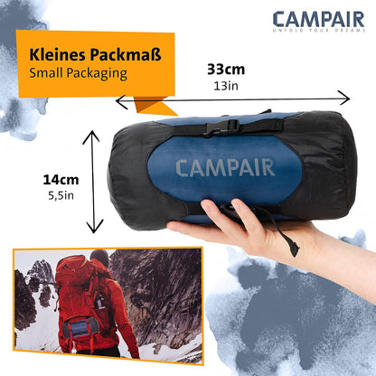 CAMPAIR Deckenschlafsack mit Kompressions-Packsack Schlafsack Camping Camper